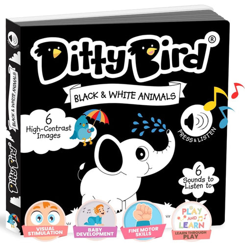 Ditty Bird-DB50043-Libro musical - Animales en blanco y negro