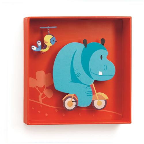 DJECO-DD04937-Cuadro decorativo 3D - Hipopótamo