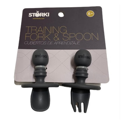 Storki-SFSU01-4-Cubiertos para aprendizaje de silicona - Gris