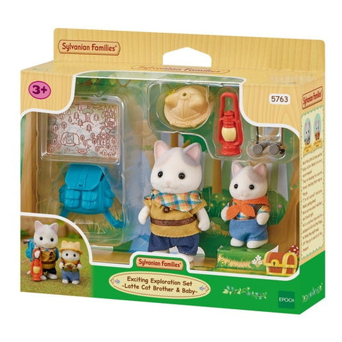 Sylvanian-5763-Set de Exploración - Latte Cat Brother & Baby
