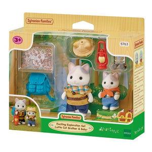 Sylvanian-5763-Set de Exploración - Latte Cat Brother & Baby