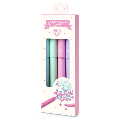DJECO-DD03794-4 bolígrafos borrables de tinta pastel