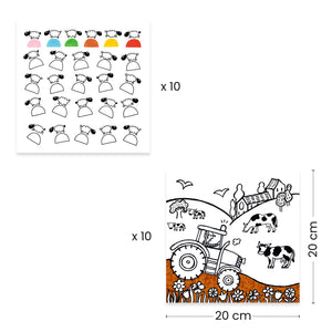 DJECO-DJ00050-Dispensador de dibujos para colorear - La granja