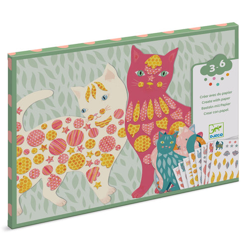 DJECO-DJ00079-Crear con papel - Los gatitos de Elodie