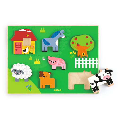 DJECO-DJ01069-Puzzle de madera - Farm Story