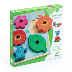 DJECO-DJ01074-Rompecabezas con relieves - Puzz & Stack Happy