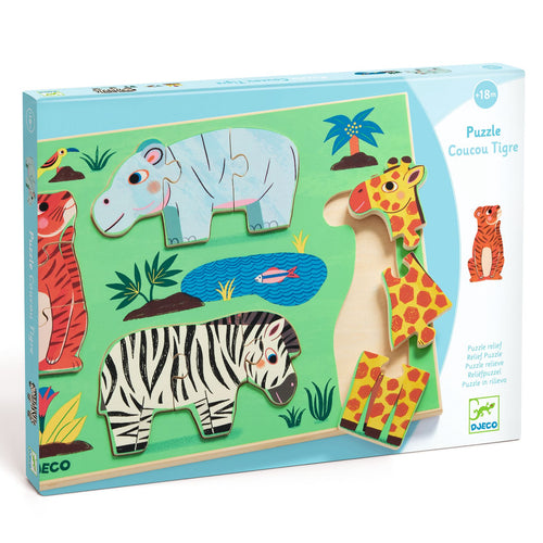 DJECO-DJ01264-Rompecabezas con relieves - Coucou Tigre