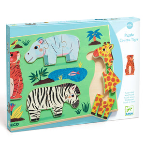 DJECO-DJ01264-Rompecabezas con relieves - Coucou Tigre
