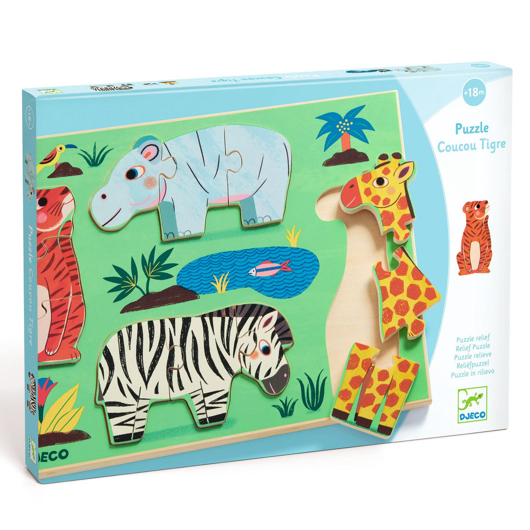 DJECO-DJ01264-Rompecabezas con relieves - Coucou Tigre
