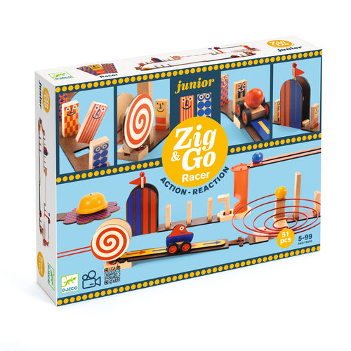 DJECO-DJ05650-Juego de acción y reacción - Zig & Go Junior-Racer-51 pcs