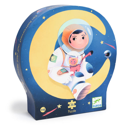 DJECO-DJ07301-Rompecabezas silueta - Un astronauta en la luna