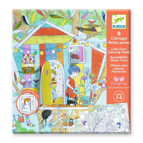 DJECO-DJ09683-Dibujos para colorear - Las cabanas de Nina