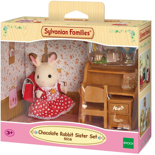 Sylvanian-5016-Hermana Conejo chocolate con set de escritorio