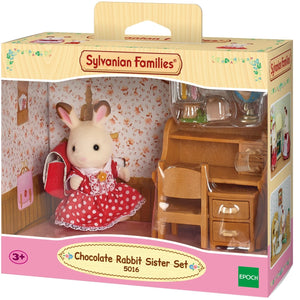 Sylvanian-5016-Hermana Conejo chocolate con set de escritorio