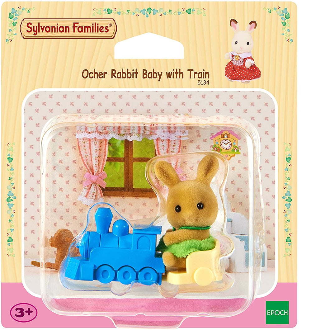 Sylvanian-5134-Bebé conejo ocre con tren