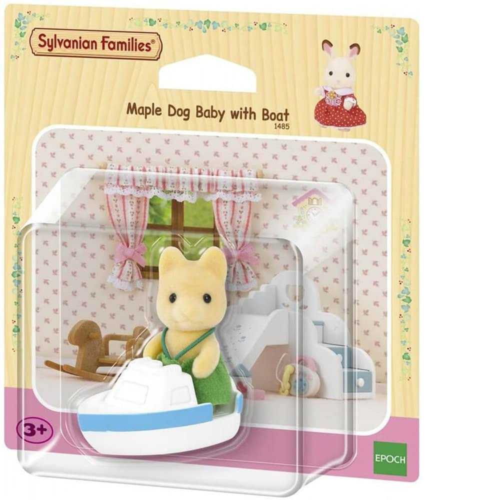 Sylvanian-5137-Perro bebé Maple con su bote