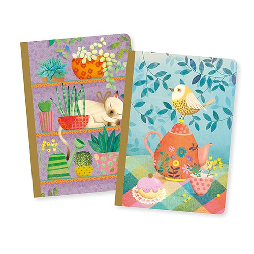 DJECO-DD03590-Cuadernos Marie (2 unidades) - Gato y Pájaro