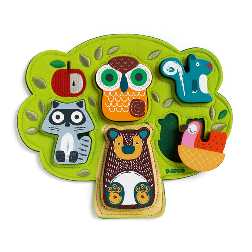 DJECO-DJ01039-Puzzles de madera con relieves - Oski