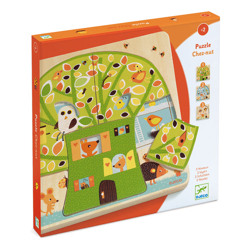 DJECO-DJ01481-Puzzle 3 capas - Chez nut