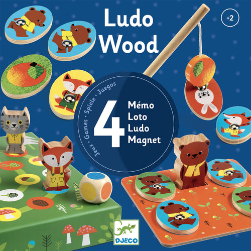 DJECO-DJ01628-Ludo Wood - 4 juegos