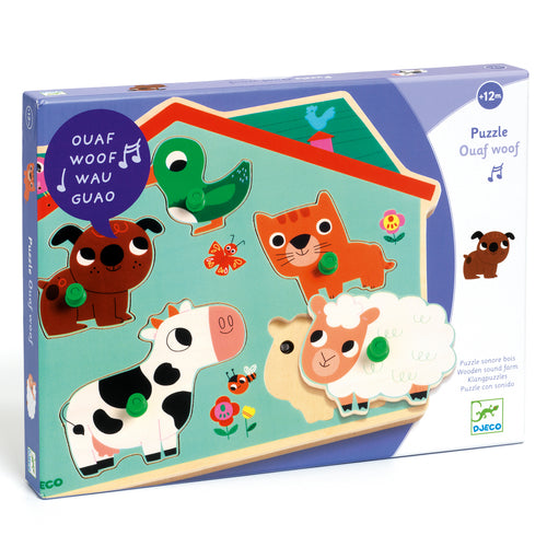 DJECO-DJ01707-Puzzle con sonido - Ouaf woof