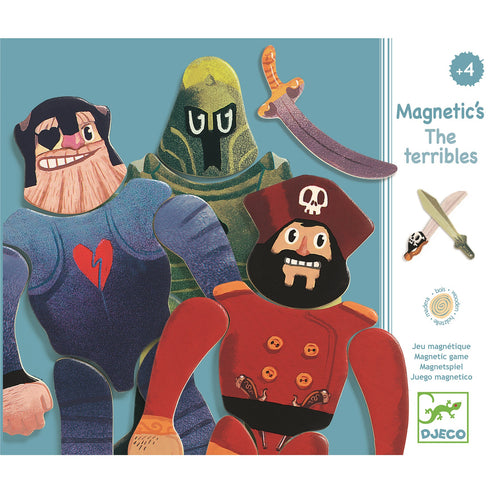 DJECO-DJ03122-Magnéticos de madera - Los caballeros
