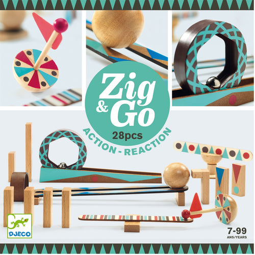 DJECO-DJ05640-Juego de acción y reacción - Zig & Go - 28 pcs