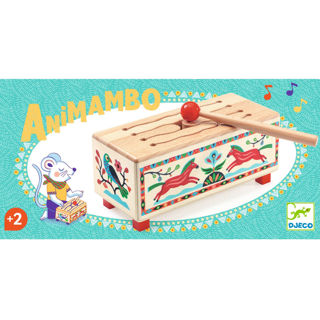 DJECO-DJ06028-Tambor de madera - Animambo