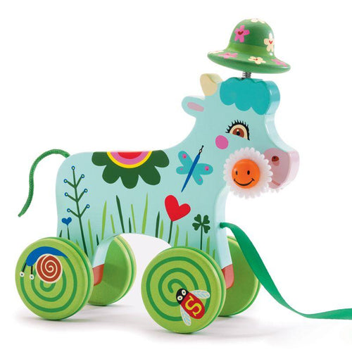 DJECO-DJ06229-Juego de arrastre - Vaca Smily