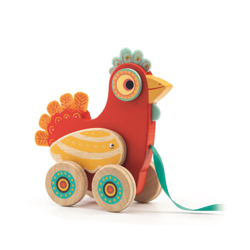 DJECO-DJ06237-Jugo de arrastre - Gallina Polka