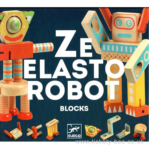DJECO-DJ06435-Robots de madera - Ze Elastorobot