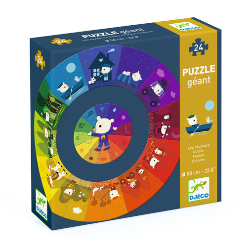 DJECO-DJ07017-Rompezabezas circular gigante - Colors