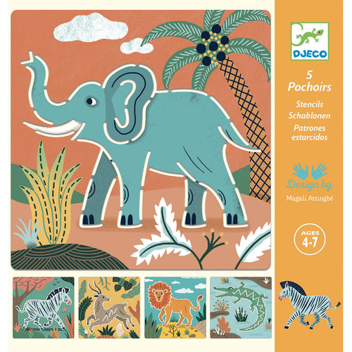 DJECO-DJ08916-Patrones para dibujar - Animales salvajes