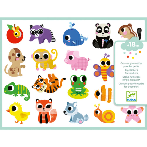 DJECO-DJ09084-Stickers - Grandes animales (100 unidades)