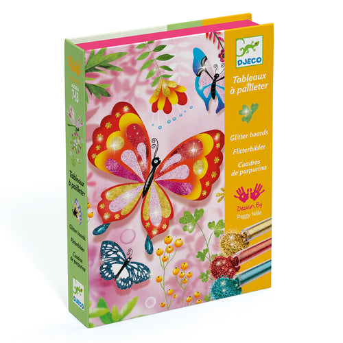 DJECO-DJ09503-Cuadros de purpurina - Mariposas brillantes