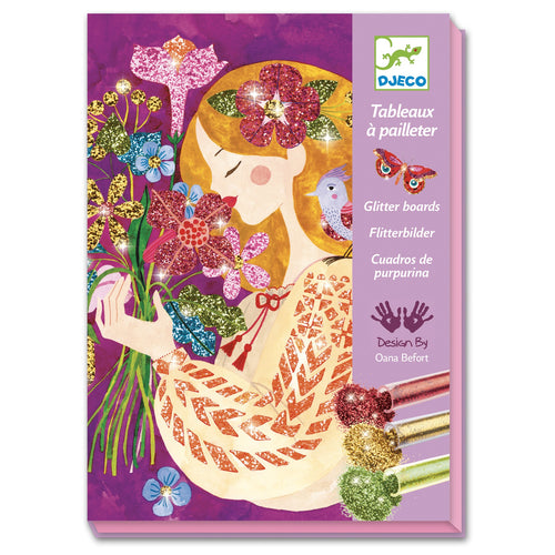 DJECO-DJ09508-Cuadros con purpurina - El aroma de las flores