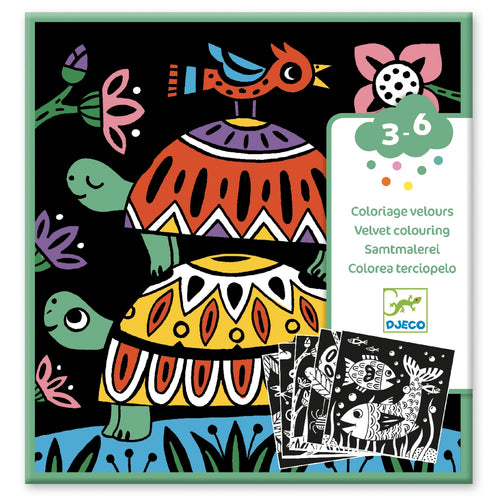 DJECO-DJ09624-Terciopelo para pintar - Criaturas espelunantes