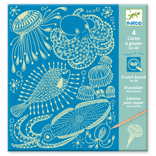DJECO-DJ09729-Tarjetas para raspar - Vida marina