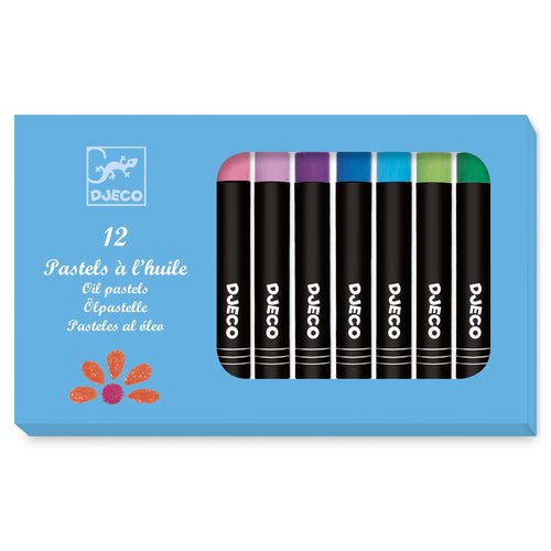 DJECO-DJ09748-Pasteles al óleo (12 unidades) - Colores clásicos