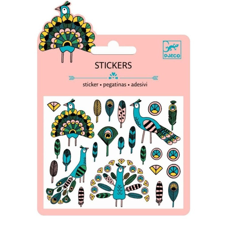 DJECO-DJ09765-Mini stickers - Pavo real